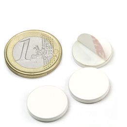 PAS-16-W Metallscheibe selbstklebend weiß Ø 16 mm, als Gegenstück zu Magneten, kein Magnet!