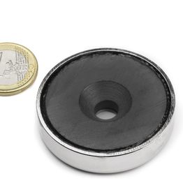 CSF-48 Ferrite pot magnet, holds approx. 23 kg, with countersunk hole, Ø 48 mm