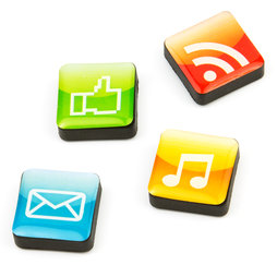 SALE-053/apps, Iconos aplicaciones, imanes decorativos cuadrados, 4 uds., con diferentes diseños