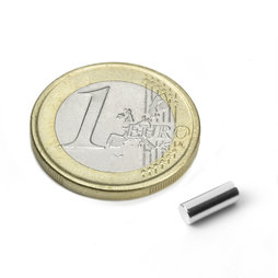 S-03-08-N, Rod magnet Ø 3 mm, height 8 mm, neodymium, N48, nickel-plated