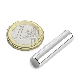 S-08-30-N, Rod magnet Ø 8 mm, height 30 mm, neodymium, N42, nickel-plated