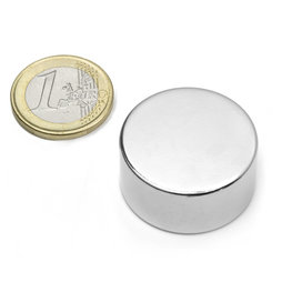S-30-15-N, Disc magnet Ø 30 mm, height 15 mm, neodymium, N42, nickel-plated
