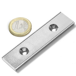 CSR-80-20-04-N, Channel magnet 80 x 20 x 4 mm, with counterbore, in U-shaped steel profile