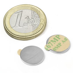 S-13-01-STIC, Disc magnet (self-adhesive) Ø 13 mm, height 1 mm, neodymium, N35, nickel-plated