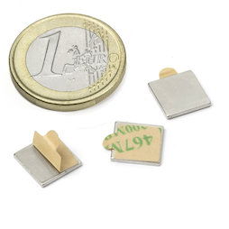 Q-10-10-01-STIC, Block magnet (self-adhesive) 10 x 10 x 1 mm, neodymium, N35, nickel-plated