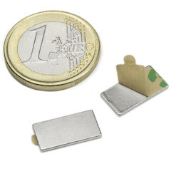 Q-15-08-01-STIC, Quadermagnet selbstklebend 15 x 8 x 1 mm, Neodym, N35, vernickelt