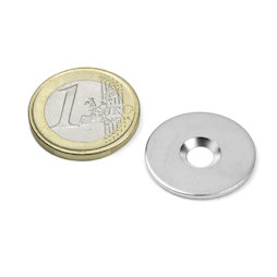 MD-23, Metal disc with countersunk borehole, Ø 23 mm, as a counterpart to magnets, not a magnet!