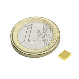 Q-05-04-01-G, Block magnet 5 x 4 x 1 mm, neodymium, N50, gold-plated