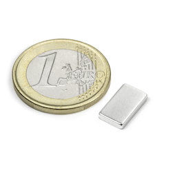 Q-12-07-02-HN, Parallélépipède magnétique 12 x 7 x 2 mm, néodyme, 44H, nickelé