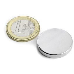 S-25-03-N, Disc magnet Ø 25 mm, height 3 mm, neodymium, N45, nickel-plated