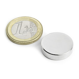 S-20-06-N, Disc magnet Ø 20 mm, height 6 mm, neodymium, N42, nickel-plated