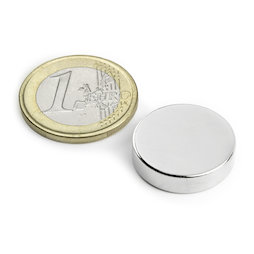 S-20-05-N, Disc magnet Ø 20 mm, height 5 mm, neodymium, N42, nickel-plated