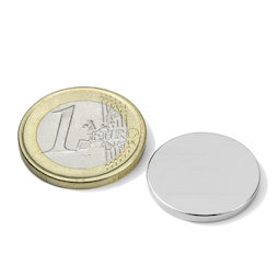 S-20-02-N, Disc magnet Ø 20 mm, height 2 mm, neodymium, N45, nickel-plated