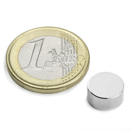S-10-05-N, Disc magnet Ø 10 mm, height 5 mm, neodymium, N42, nickel-plated