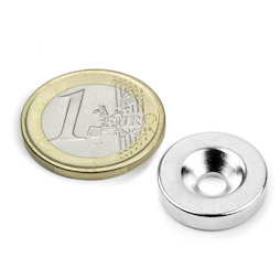 CS-S-18-04-N, Disc magnet Ø 18 mm, height 4 mm, with countersunk borehole, N35, nickel-plated