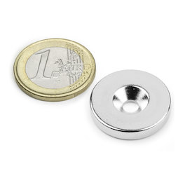 CS-S-23-04-N, Disc magnet Ø 23 mm, height 4 mm, with countersunk borehole, N35, nickel-plated