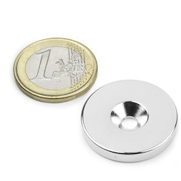 CS-S-27-04-N, Disc magnet Ø 27 mm, height 4 mm, with countersunk borehole, N35, nickel-plated