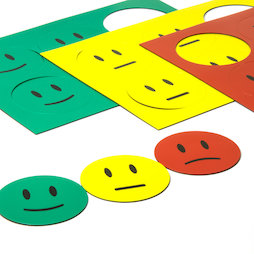 BA-016, Magnet symbols Smiley, for whiteboards & planning boards, 6 smileys per A5 sheet, set of 3: green, yellow, red