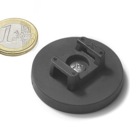 CMN-43, rubber coated pot magnet, for cable mounting, Ø 43 mm