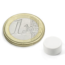 S-10-05-E/white, Disc magnet Ø 10 mm, height 5 mm, neodymium, N42, epoxy coating