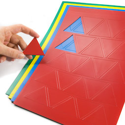 BA-014TR, Magnet symbols Triangle large, for whiteboards & planning boards, 25 symbols per A4 sheet, in different colours