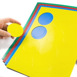BA-014CI, Magnet symbols Circle large, for whiteboards & planning boards, 12 symbols per A4 sheet, in different colours