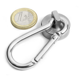 KTN-25, Pot magnet with carabiner Ø 25 mm, length of carabiner 60 mm