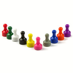M-PIN, Magnetic pins 'Players', bulletin board magnets in the shape of a pawn in a game, 10 per set, in different colours