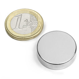 S-25-07-N, Disc magnet Ø 25 mm, height 7 mm, neodymium, N42, nickel-plated